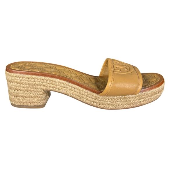 Tory Burch Shoes - Tory Burch Women’s Fleming Tan Leather Espadrille Slide Sandal Size US 6.5
